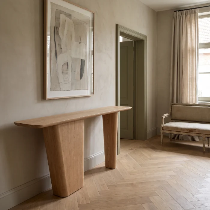 Glow Natural Oak Wooden Console Table - 3