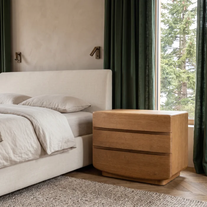 Glow Natural Oak Wooden Nightstand - 3