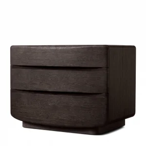 Glow Black Oak Wooden Nightstand - 1
