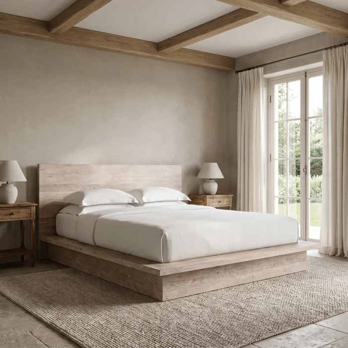 Hara White Oak Wooden Bedstead - 4