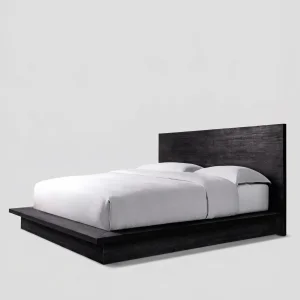 Hara Black Oak Wooden Bed Frame - 1