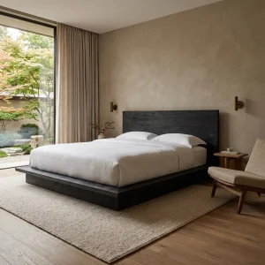 Hara Black Oak Wooden Bed Frame - 4