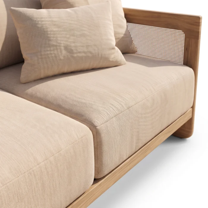 Hillary Woven Cane Wood Garden Seating Set - 3