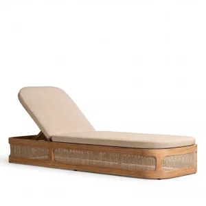 Hillary Woven Wood Sun Lounger - 1