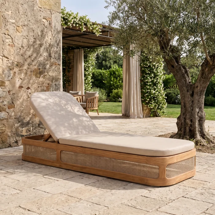 Hillary Woven Wood Sun Lounger - 4
