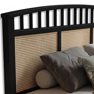 Karo Wicker & Solid Wood Bed Frame with Nightstands - 6