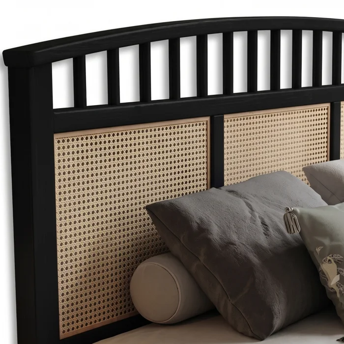 Karo Wicker & Solid Wood Bed Frame with Nightstands - 6