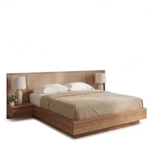 Litty Rattan Wood Bed Frame - 1