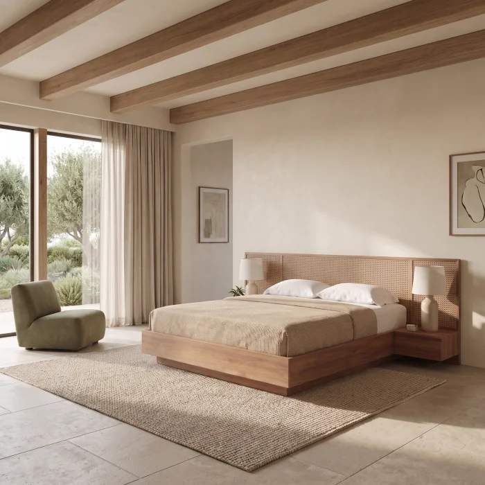 Litty Rattan Wood Bed Frame - 2