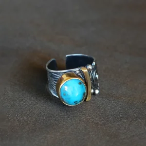 Turquoise Antique Silver Ring - 1