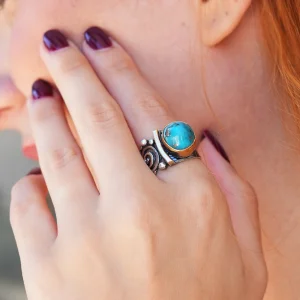 Turquoise Antique Silver Ring - 2