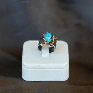 Turquoise Antique Silver Ring - 3