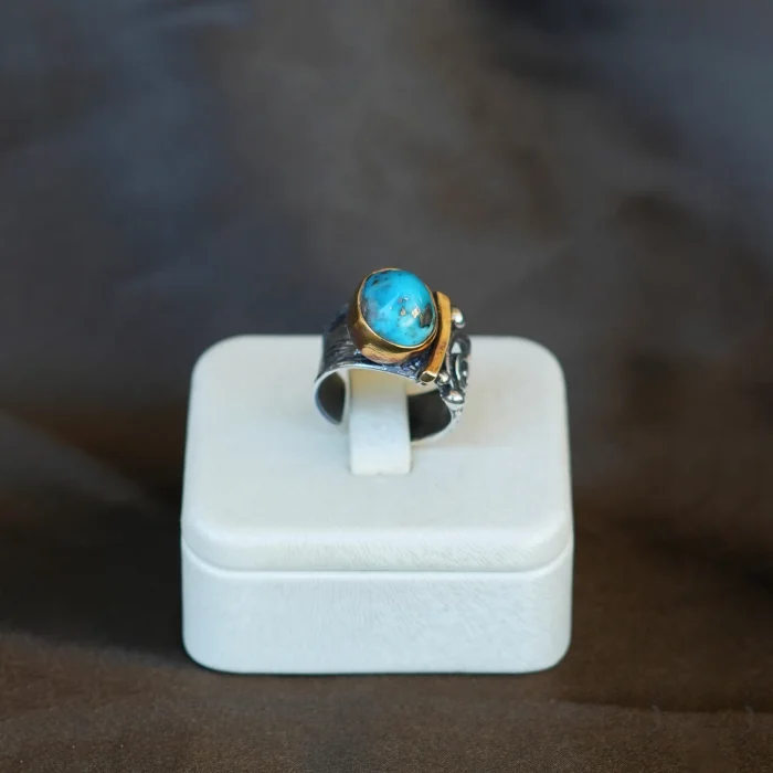 Turquoise Antique Silver Ring - 3