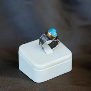 Turquoise Antique Silver Ring - 5