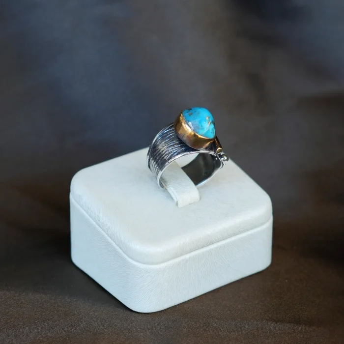 Turquoise Antique Silver Ring - 5