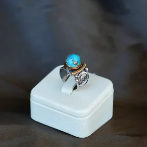 Turquoise Antique Silver Ring - 4