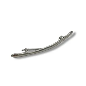 Minimalist Kavisli Gümüş Metal Saç Tokası - 1