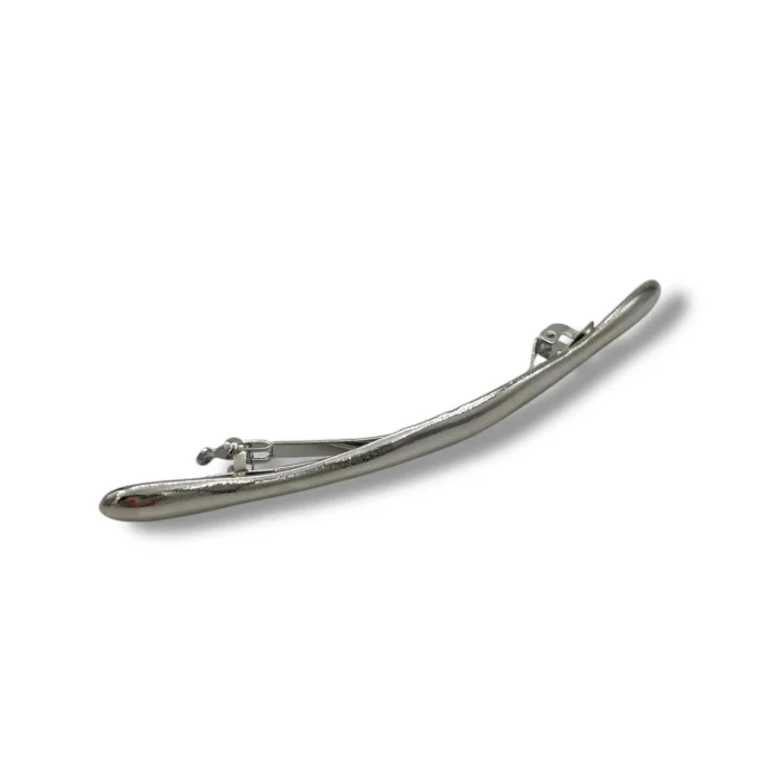 Minimalist Kavisli Gümüş Metal Saç Tokası - 1