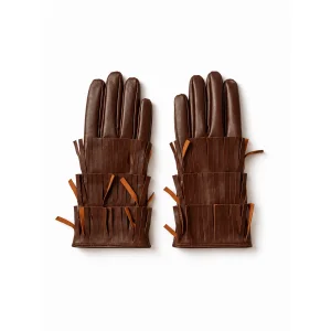 Carmen Tassel Brown Leather Gloves - 1