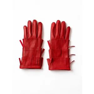 Carmen Tassel Red Leather Gloves - 1