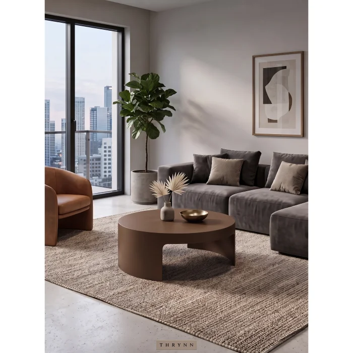 Ovria Round Brown Coffee Table - 5