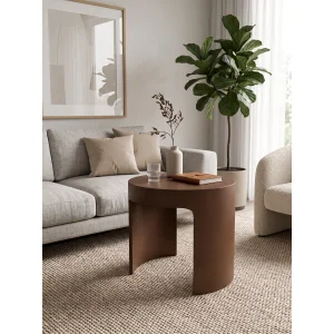 Ovria Round Side Table Stone Black Mink Brown - 3