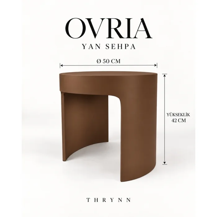 Ovria Round Side Table Stone Black Mink Brown - 4