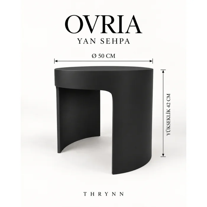 Ovria Moonstone Black Vizon Brown Round Side Table - 4