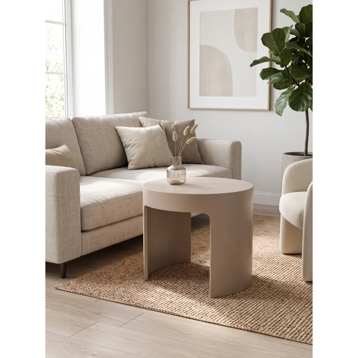 Ovria Moonstone Black Vizon Brown Round Side Table - 2