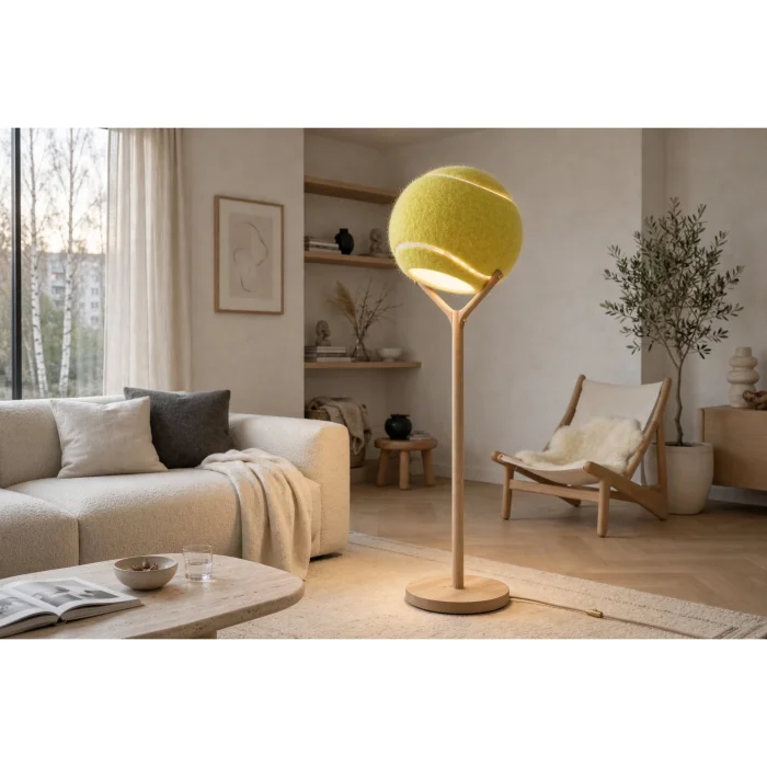Solid Wood Tennis Ball Floor Lamp - 2