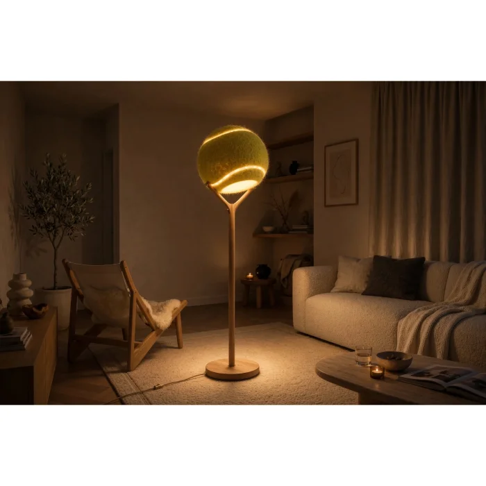 Solid Wood Tennis Ball Floor Lamp - 4