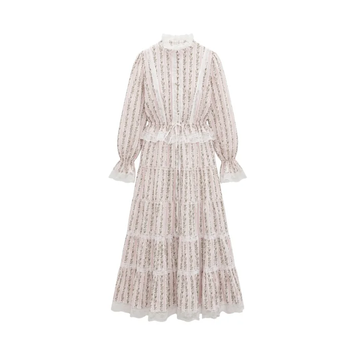 Juliette Floral Print Lace Detail Dress - 2