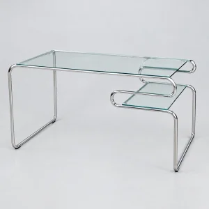 Loop Chrome and Glass Study Desk