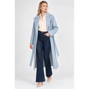 Raglan Sleeve Belted Regular Blue Coat - 2