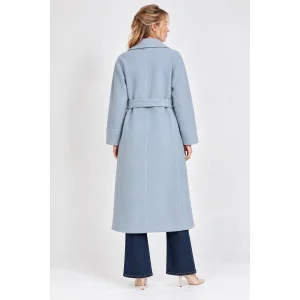 Raglan Sleeve Belted Lined Regular Blue Coat - 3