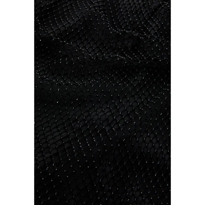 Strapless Draped Mesh Detailed Black Bustier - 6