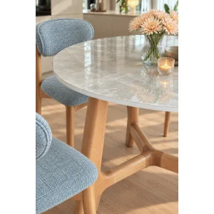 Likya Crystal Bianco Porcelain Round Dining Table - 3