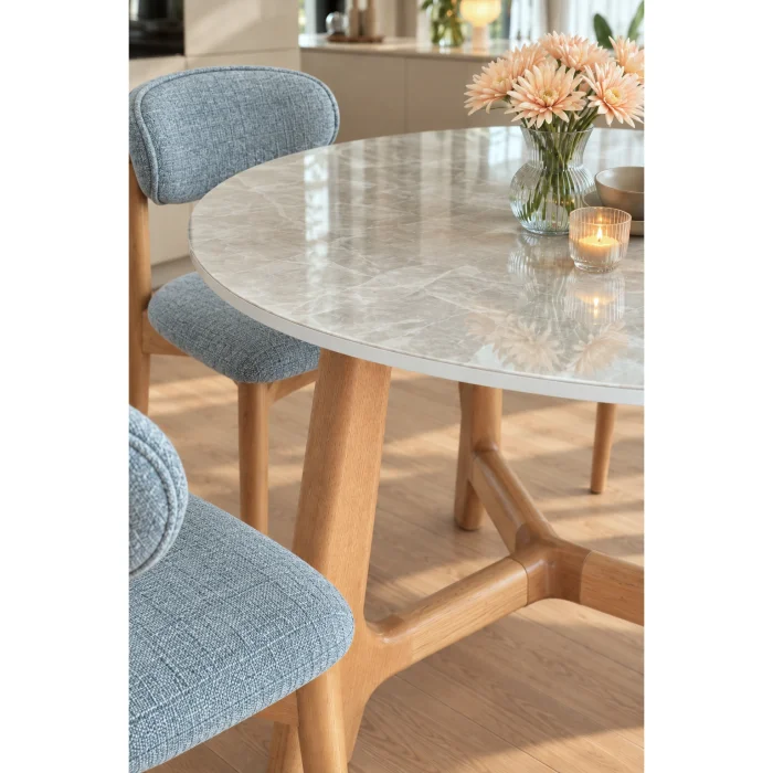 Likya Crystal Bianco Porcelain Round Dining Table - 3