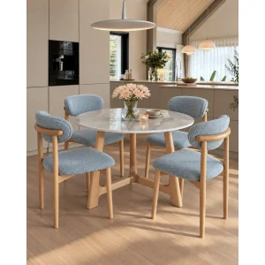 Likya Crystal Bianco Porcelain Round Dining Table - 2