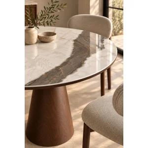 Samos Gemma Bronze Porcelain Round Dining Table - 4