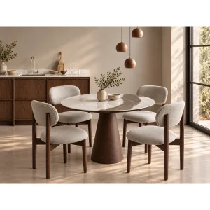 Samos Gemma Bronze Porcelain Round Dining Table - 2