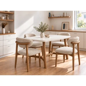 Trilye White MDF Oak Leg Dining Table - 3