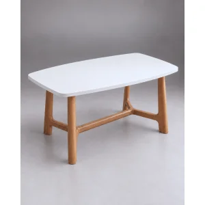 Trilye White MDF Oak Leg Dining Table - 1