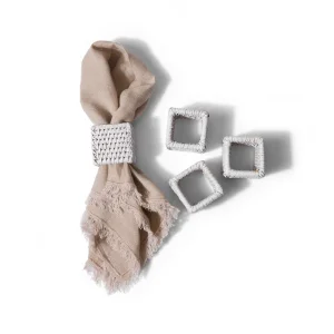 Kalın Kare Rattan Peçete Halkası (4'lü Set) - 1