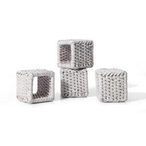 Kalın Kare Rattan Peçete Halkası (4'lü Set) - 2
