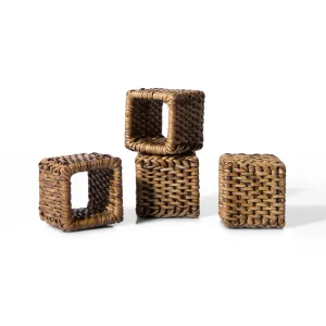 Kalın Kare Rattan Peçete Halkası (4'lü Set) - 2