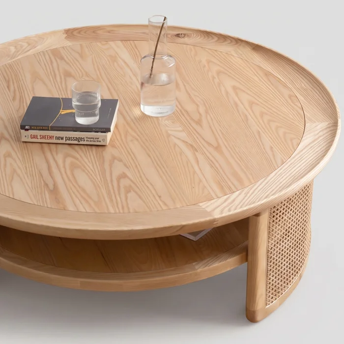 Mabel Cane Wood Coffee Table - 4