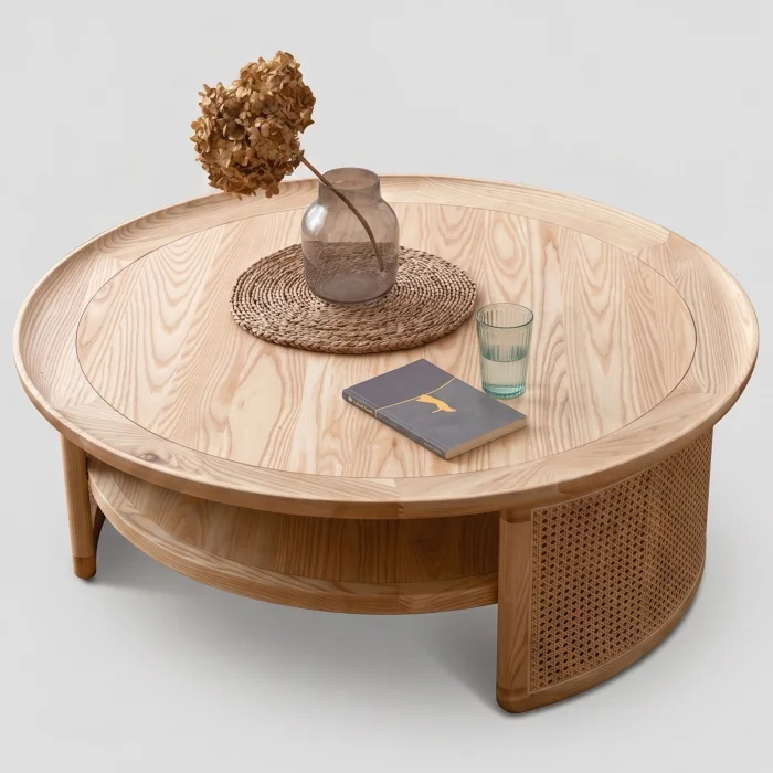Mabel Cane Wood Coffee Table - 2