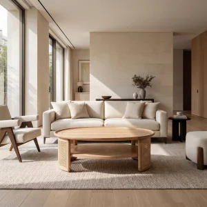 Mabel Cane Wood Coffee Table - 3