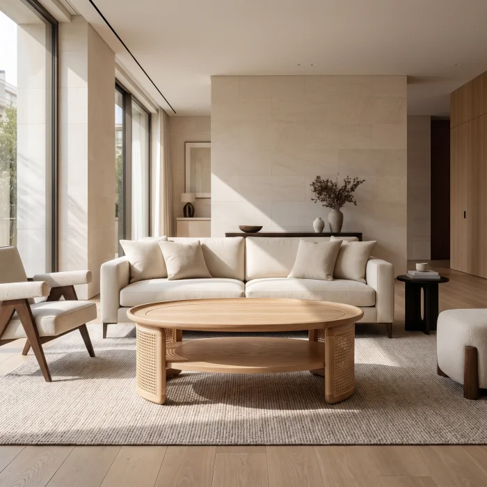 Mabel Cane Wood Coffee Table - 3